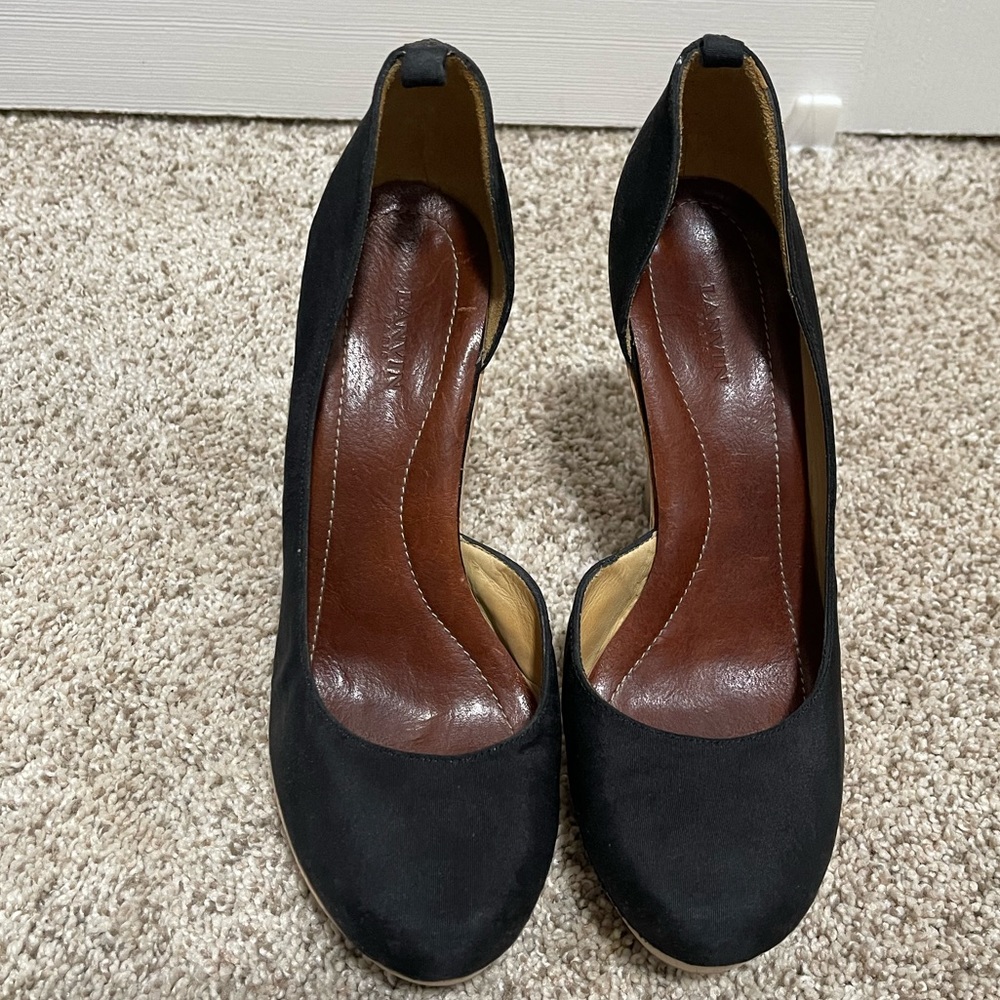 Vintage Lanvin Black and Wood Platform Pump